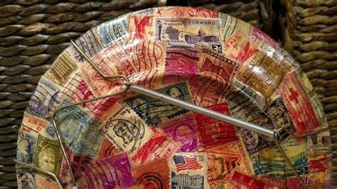 Set2 Vintage Decoupaged Postage Stamp Plates 1025 Etsy