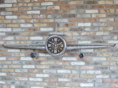 Chrome Aeroplane Wall Clock Aviation Clock Wall Art Xl 200cm Etsy
