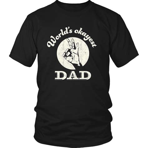 Mens Worlds Okayest Dad T Shirt Fathers Day Funny T Shirt Funny