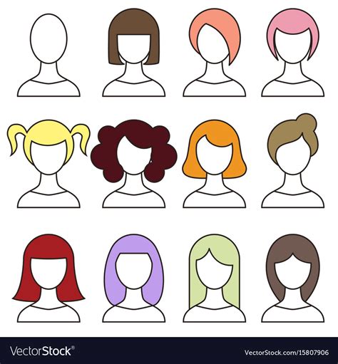 Women Hairstyles Set Girl Haircut Avatar Vector Image