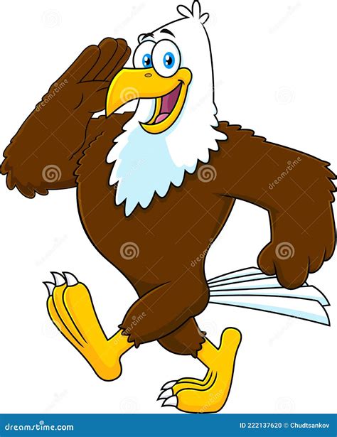 Patriotic Eagle Cartoon Character Marches Stock Vector Illustration