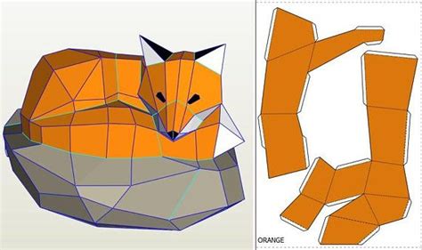 Papercraft Fox On Rock Paper Model 3d Paper Craft Paper Sculpture