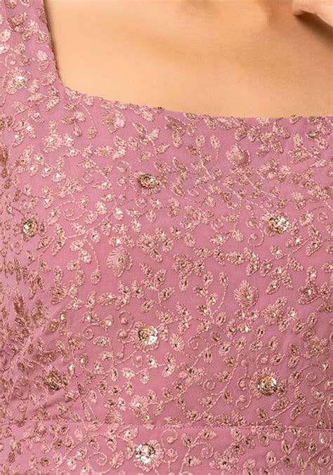 Buy Women Pink Embroidered Square Neck Crop Top Exclusive Deals Indya Canada