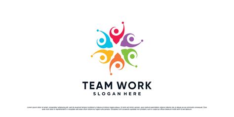 Team Work Together Logo Design Illustration For People Community Icon