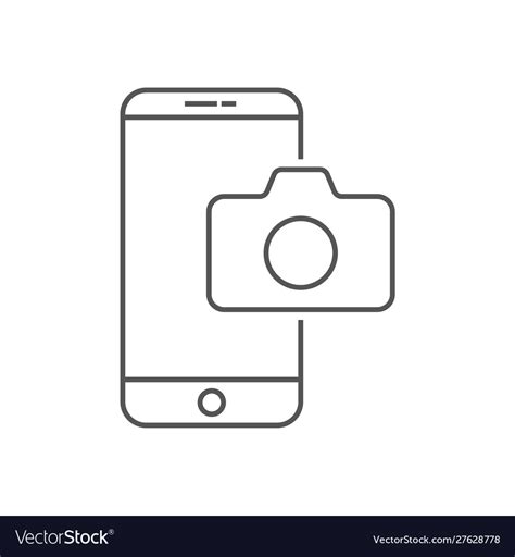Mobile Phone Photography Camera Line Icon Outline Vector Image