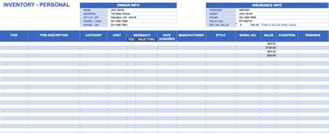 Inventory Tracking Sheet