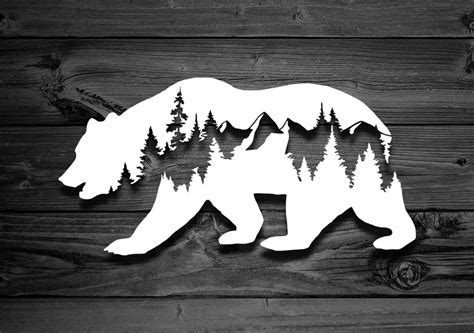 Bear Decal Car Decals Mountain Stickers Laptop Decal Etsy Tree Decals