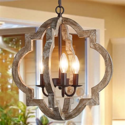 Lnc 3 Light Farmhouse Distressed Gray Wood And Rustic Bronze Cage Led