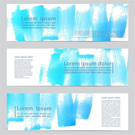 Set Of Three Banners Abstract Headers With Watercolor Look Colorful