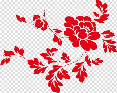 Floral Flower Ornament Symbol Motif Logo Chinese Language Red