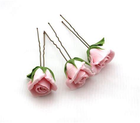 Set Of 3 Hair Pins With Rose Roses Rose Hairpin Bridal Etsy