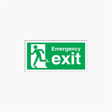 Emergency Exit Running Man Left Plastic 300x150mm Signs Safety Sign Uk