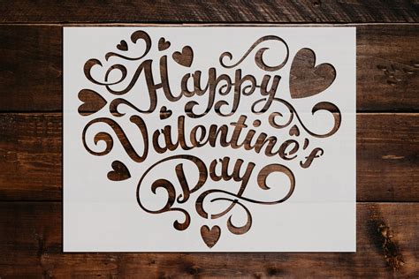 Happy Valentines Heart Stencil Reusable Happy Etsy