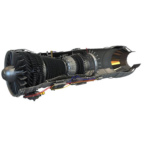 Complete And Sectioned Afterburning Turbofan Engine 3d Model Cgtrader