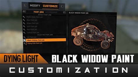 One of the greatest new features in the following dlc is the addition of custom buggies. Dying Light: The Following - Black Widow Paint Job Location Guide - YouTube