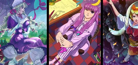 ~touhou~ Colorful Books Purple Hair Umbrella Dresses Patchouli