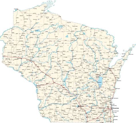 Map Of Wisconsin Lakes And Rivers