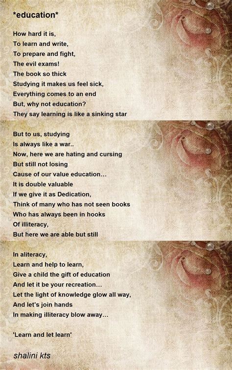 Education Poem By Shalini Kts Poem Hunter