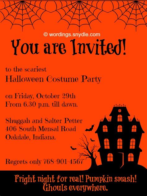 Halloween Party Invitation Wording Wordings And Messages