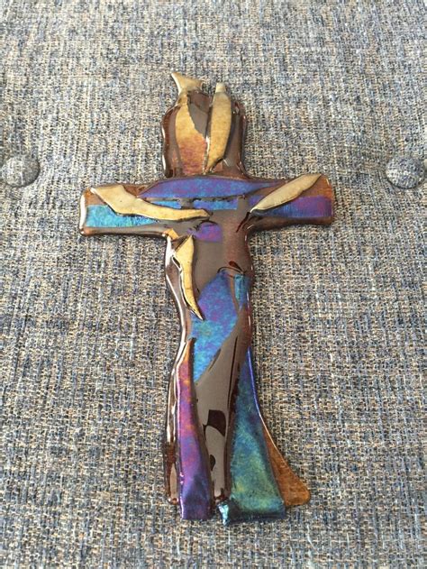 Fused Glass Cross Cross Wall Etsy Wall Crosses Fused Glass Glass Fusing Projects