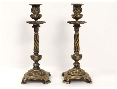 Gilt Bronze Candlesticks Pair Capitals Candlesticks Napoleon Iii Nineteenth