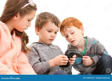 Kids Playing Games On Mobile Phone Stock Photo Image Of Learn Friend