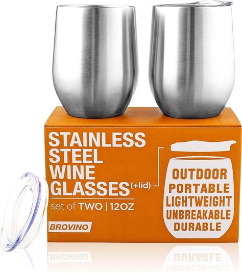 Stainless Steel Wine Glasses With Lid 12 Oz Double Wall
