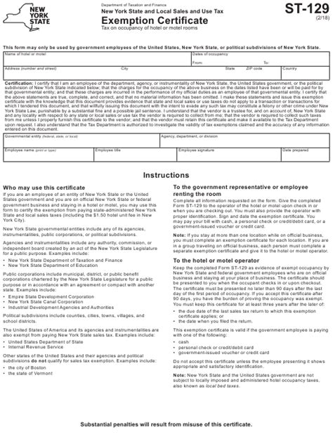 Form St 129 Download Fillable Pdf Or Fill Online Exemption Certificate