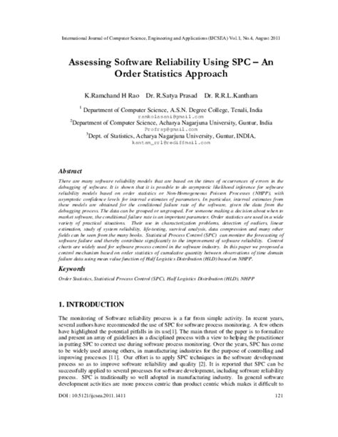 Visual computing for industry, biomedicine, and art. (PDF) Assessing Software Reliability Using SPC - An Order ...