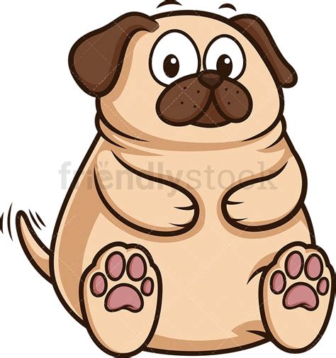 Fat Pug Dog Cartoon Clipart Vector Friendlystock