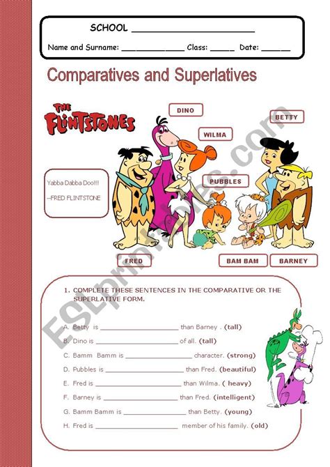 Comparatives And Superlatives Esl Worksheet By Viviinenglish