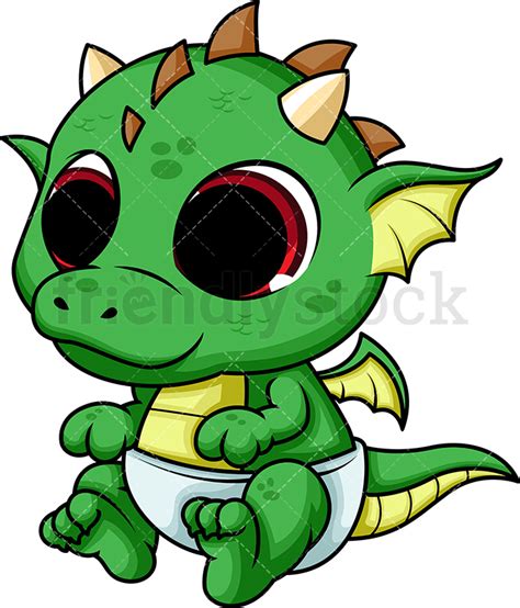It was born with a full set of wings. Cute Baby Dragon Cartoon Vector Clipart - FriendlyStock