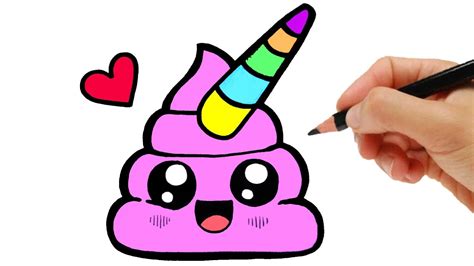 How To Draw Cute Rainbow Unicorn Emoji Poop Step By Step Drawing