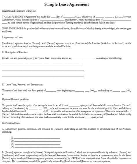 12 Free Sample Professional Farm Land Lease Agreement ...