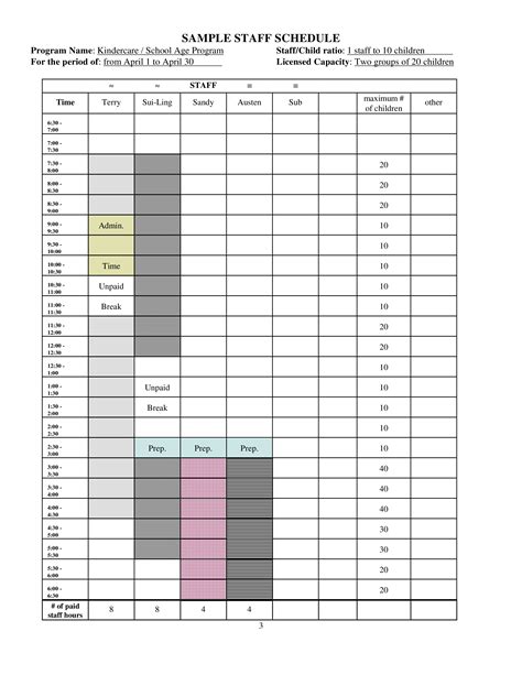 Staff Schedule Templates At