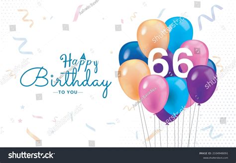 Happy 66 Birthday Greeting Card Vector Stock Vector Royalty Free