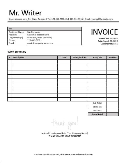 Cleaning Invoice Template Word Shefalitayal