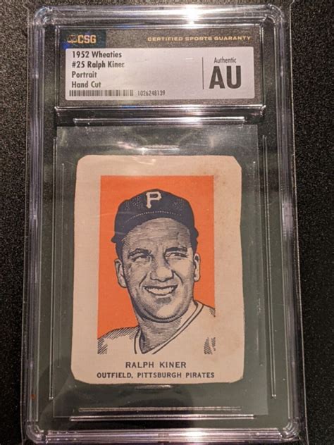 1952 Wheaties Ralph Kiner Hof 25 Csg Authentic Low Population Rare Hof