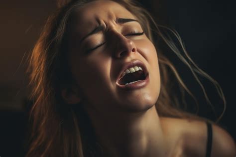 Premium Photo A Woman With Her Mouth Open And Her Eyes Closed