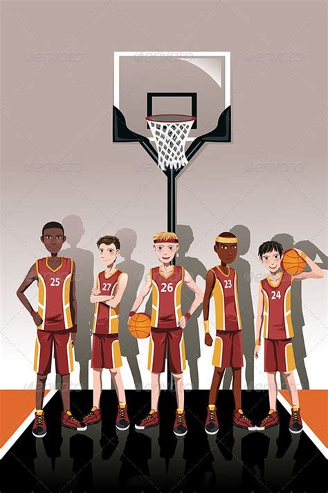 Basketball Team Players Friendship Cartoon And Graphics