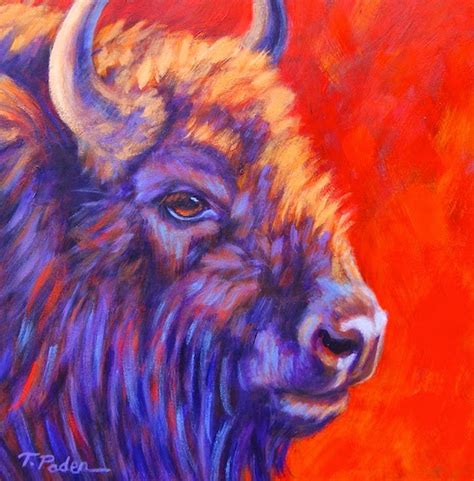 Wildlife art, wildlife paintings, buffalo painting, animal art, imaginary realism, abstracted realism, colorful paintings, contemporary images, surrealism. Paintings by Theresa Paden: Colorful American Buffalo ...