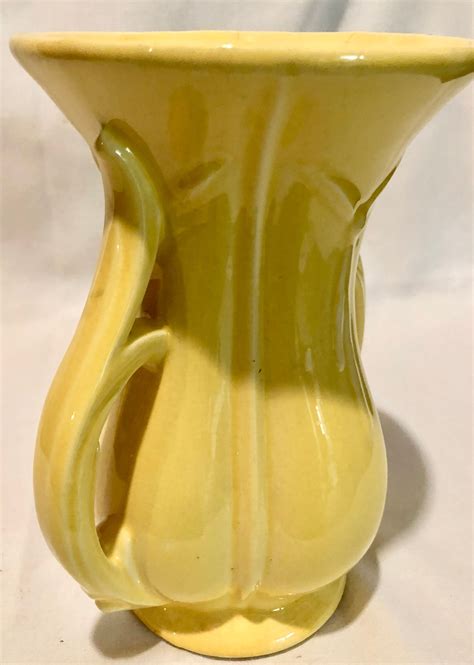 Vintage Yellow Two Handled Vase By Mccoy Pottery