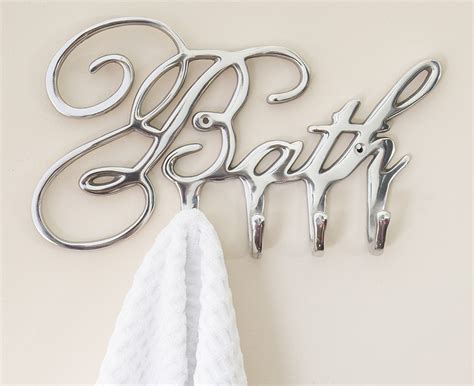 In our previous rental home, i had covered a dented towel bar in the kids bathroom with a simple shelf and hooks and i loved having the hooks in. Decorative Bath Towel Hooks Bathroom Hanger Aluminum Wall ...
