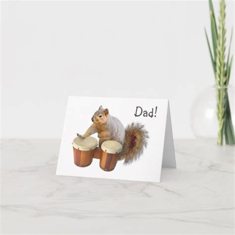 Squirrel Playing Bongo Drums Fathers Day Card Zazzle