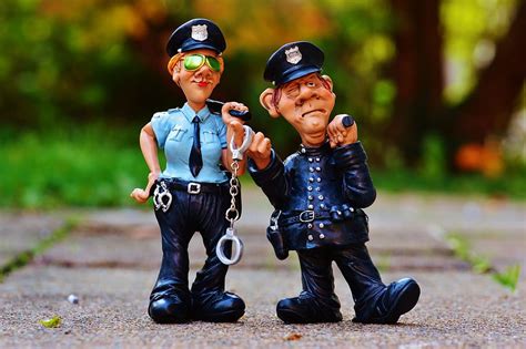 Man Woman Plastic Figures Cop Policewoman Colleagues Funny Figure