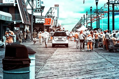 Seaside Heights Boardwalk Crowds Infrared In New Jersey Photograph By