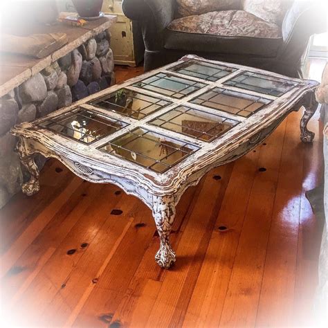 Our rustic reclaimed wood coffee table is a classic choice to finish off your living room furniture arrangement. 5' Farmhouse Coffee Table, antique, white, w/ copper undertones, LARGE, glass top, distressed ...