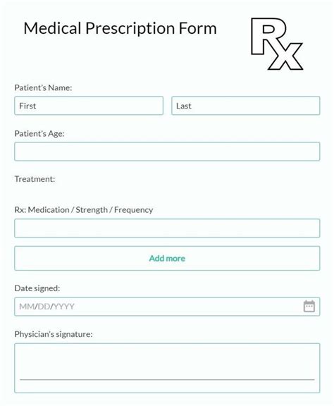 Medical Prescription Form Template 123formbuilder