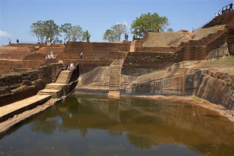Sigiriya Rock Reflected In One Of The Rectangular Ponds In The Late