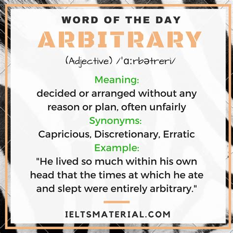 Arbitrary Word Of The Day For Ielts